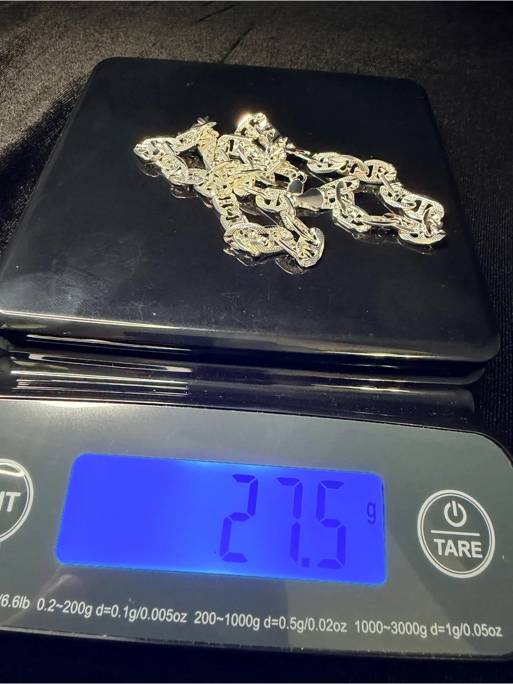 925 Stamped Silver Diamond Cut Mariner Necklace 20in 7MM 27.5g BRAND NEW.